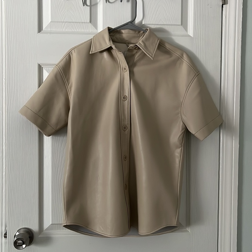 Babaton Faux Leather Oversized Shirt